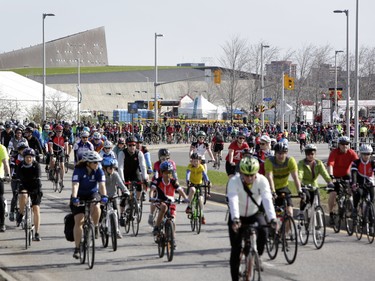 Hundreds of cyclists and walkers of all ages and ability took part in the CN Cycle for CHEO fundraiser on Sunday morning in Ottawa on May 6, 2018.