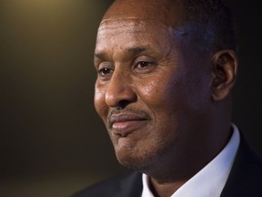 Bashir Makhtal, a Canadian citizen imprisoned in Ethiopia for 11 years, addresses media about his ordeal, on Parliament Hill in Ottawa on Tuesday, May 22, 2018.