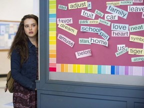 This image released by Netflix shows Katherine Langford in a scene from the series, "13 Reasons Why," about a teenager who commits suicide. "Degrassi" creator Linda Schuyler is certainly no stranger to stirring up controversy with boundary-pushing stories about teen life, but she says she's concerned about elements of the highly contentious second season of "13 Reasons Why."