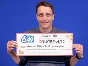 Maurice Thibeault won a $6-million lottery prize from LOTTO 6/49 on September 20, 2017 on a ticket he purchased in Chatham, Ont. (Handout)