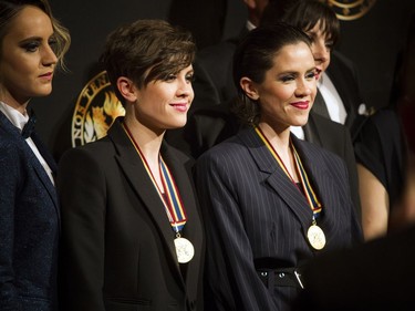 From left, Tegan and Sara, recipients of the National Arts Centre Award on the red carpet at the Governor General's Performing Arts Awards Gala.
