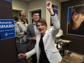 Amanda Simard arrives at her campaign headquarters after winning Glengarry-Prescott Russell riding as Ontario voters headed to the polls to bring in a new government.  Photo by Wayne Cuddington/ Postmedia