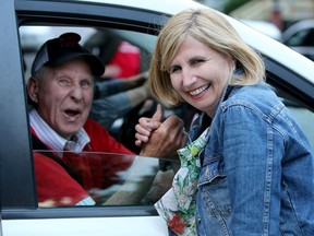 Liberal incumbent Natalie Des Rosiers, for Ottawa- Vanier was out door knocking past 8 pm in Sandy Hill, getting people rides for people to voting centres, taking pictures with people and rushing around in the dying minutes of the campaign.