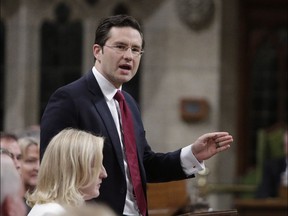 Conservative MP Pierre Poilievre speaks during question period in the House of Commons on Parliament Hill in Ottawa on Thursday, June 14, 2018.