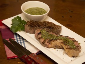 Strip loin steak with chimichurri sauce (Derek Ruttan/The London Free Press)