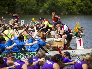The 25th Annual Tim Hortons Ottawa Dragon Boat Festival took place at Mooney's Bay Park on the Rideau River Sunday June 24, 2018. Boats made their way down the river during the 100m women's A final Sunday.