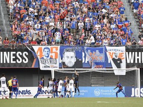 A crowd forms in front of the FC Cincinnati goal on a corner kick by Fury FC during Saturday's game. Brett Hansbauer/4th Floor Creative/FC Cincinnati