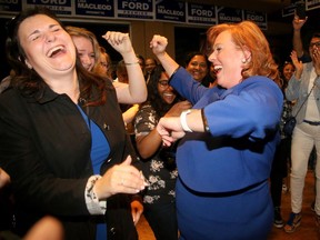 PC incumbent for Nepean, Lisa MacLeod, celebrates her victory with tons of supporters at her headquarters in Barrhaven Thursday evening (June 7, 2018).
