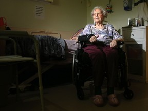 Evelyn Dick, who is 101 years old and living in a long-term care home, says she was recently hit with a towel by a caregiver.  Julie Oliver/Postmedia