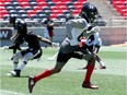 Receiver Diontae Spencer runs a pass route during Redblacks practice at TD Place stadium on Tuesday. Julie Oliver/Postmedia