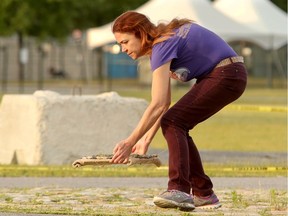 Monika Melichar moves the killdeer nest this week.