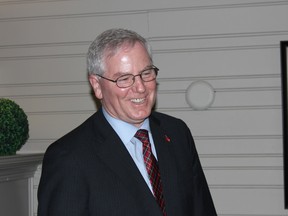 Newly elected MPP Jim McDonell was all smiles as he spoke to the media after his win on Thursday June 7, 2018 in Cornwall, Ont. Lois Ann Baker/Cornwall Standard-Freeholder/Postmedia Network