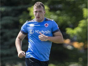 Canadian National Rugby Team player Conor Keys during a training session in Ottawa. June 12, 2018.