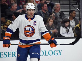 In this Jan. 25 file photo, New York Islanders captain John Tavares skates against the Vegas Golden Knights.