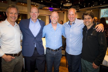 From left, Stephen Assaly, Dave Dickinson, Brian Morrison, Jeff Mierins and Russell Saulnier, who all went to Ashbury College with Brad Hampson.