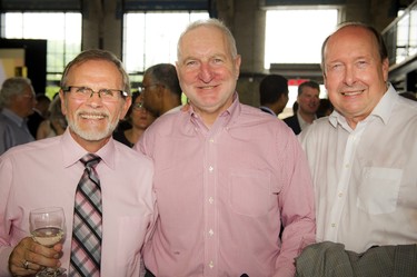 From left, Gary Seveny, Mike Murphy, a former Rough Rider, and Jim Orban, president and CEO of the University of Ottawa Heart Institute Foundation.