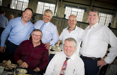 Back row, from left, Yves Laberge, vice-president and general manager of Star Motors; Honorary colonel Paul Hindo; Jeff Mierins, owner of Star Motors; and Patrick McGary, COO of Hulse, Playfair & McGarry Funeral & Cremation Services. Front row, from left, Barclay Frost, a 2016 Ottawa Sport Hall of Fame inductee, and Tom Flood.