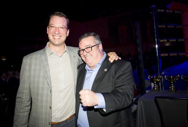 Stephen Beckta, chair of the Boys and Girls Club of Ottawa board and well known restaurateur, along with Jeff O'Reilly, Ringside for Youth chair and general manager of D'Arcy McGee's Irish Pub.