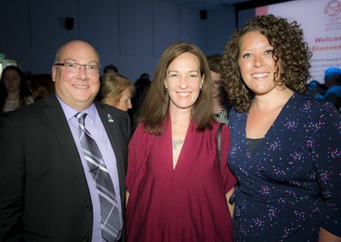 From left, Mike Belliveau, RBC regional vice-president, Eastern Ontario; Colleen Hoey of Mann Lawyers, sponsor for the Ottawa Arts Council Mid-Career Artist Award; and Julia Johnston, chair of the Ottawa Arts Council.