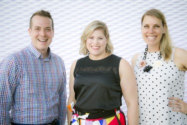 From left, Rideau-Vanier Coun. Mathieu Fleury; Sharon Diamond, Ottawa Arts Council development officer; and Jennifer Clark, Ottawa Arts Council communications and marketing coordinator.