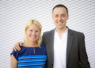 Sheila Aitken-Morrow and artist Andrew Morrow, a former recipient of the Emerging Artist Award.