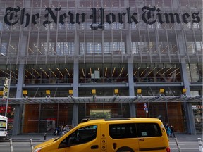 The New York Times building at 620 Eighth Avenue is seen in New York.