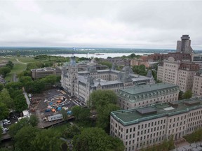 The National Assembly of Quebec in Quebec City on June 5 2018, as the city prepares for the G7 Summit. Attention this week turns to the Group of Seven summit that begins Friday in Quebec, where Donald Trump is expected to face criticism over his decision to lump tariffs on Canadian, Mexican and European steel and aluminium.