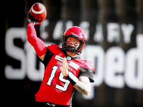 Calgary Stampeders quarterback Bo Levi Mitchell warms up for a game against the B.C. Lions on June 1.