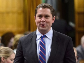 Conservative Leader Andrew Scheer stands during question period in the House of Commons on Parliament Hill in Ottawa on Tuesday, June 5, 2018.