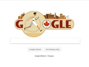 A world champion runner from the Six Nations Grand River Reserve is the star of today's Google Doodle, shown in an screengrab.Anyone running a search on the popular site will be met with a graphic of Tom Longboat running in one of the Google logo's "O,"'s alongside a maple leaf in the second "O." THE CANADIAN PRESS/HO
