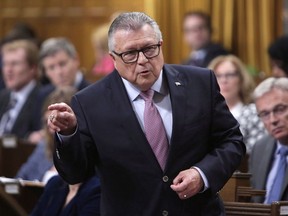 Minister of Public Safety Ralph Goodale speaks during question period in the House of Commons on Parliament Hill in Ottawa on Thursday, June 14, 2018. Children of immigrants and refugees are detained only as a last resort in Canada and new measures will soon be rolled out to offer alternatives to detaining immigrants, says Canada's Public Safety Minister Ralph Goodale.