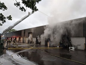 The fire on Startop Road has been declared a defensive operation. One exterior wall is bulging.outwards. Two ladders and multiple hand lines in operation.