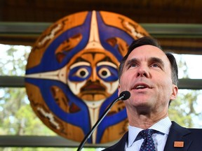 Finance Minister Bill Morneau speaks at a press conference during a meeting for the G7 Finance and Central Bank Governors in Whistler, B.C., on Saturday, June 2, 2018.