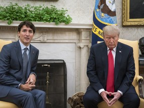 President Trump meets with Canadian Prime Minister Justin Trudeau in the Oval Office in October 2017.