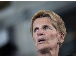 Ontario Liberal Party Leader Kathleen Wynne makes an announcement at the University of Waterloo during a campaign stop in Waterloo, Ont., on Friday, June 1, 2018.