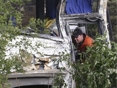 Multiple people have been injured after a passenger bus carrying 30 to 40 crashed into a ditch on Highway 401 near Prescott on Monday June 4, 2018.