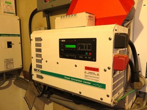 This inverter converts DC battery power to the kind of electricity that can operate plug-in items requiring AC. Inverters are part of most off-grid energy systems.