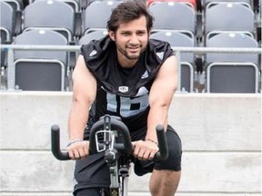 Kicker Sergio Castillo works out at Ottawa Redblacks mini-camp.