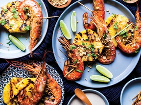 Grilled Shrimp & Pineapple Skewers from The Great Shellfish Cookbook by Matt Dean Pettit.