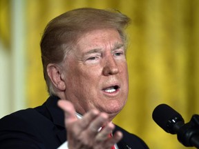 U.S. President Donald Trump speaks at the beginning of a National Space Council meeting in the East Room of the White House in Washington, Monday, June 18, 2018.