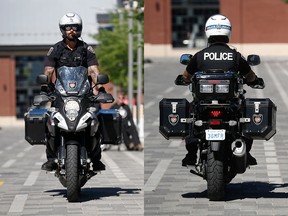 Constable Jonathan Hall from Ottawa Police Services rides a Suzuki police bike in Ottawa Thursday June 21, 2018.
