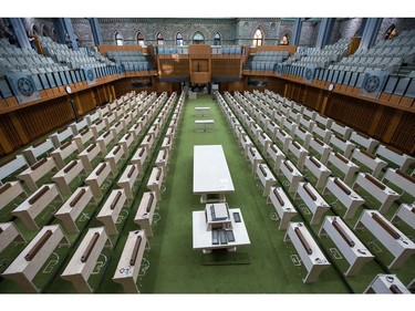 The new House of Commons featuring a vaulted glass ceiling and exposure to the historical building as the media gets a tour of the West Block on Parliament Hill to observe the construction as it begins to near the end and Members of Parliament will begin sitting in the new House of Commons sometime in January 2019. Photo by Wayne Cuddington/ Postmedia