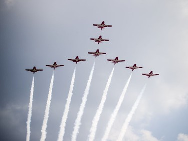 Canada Day celebrations took over the downtown core of Ottawa Sunday July 1, 2018. The Snowbirds did a fly over Parliament Hill before the noon show kicked off.   Ashley Fraser/Postmedia
