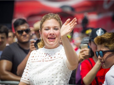 Canada Day celebrations took over the downtown core of Ottawa Sunday July 1, 2018. Sophie Grégoire-Trudeau arrives for the noon show on Parliament Hill.   Ashley Fraser/Postmedia