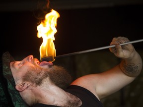 Shade Flamewater of Flamewater Circus held a fire eating workshop Saturday June 30, 2018.