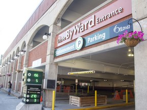 The parking garage at 70 Clarence St. was the site of an early-morning stabbing on Saturday.