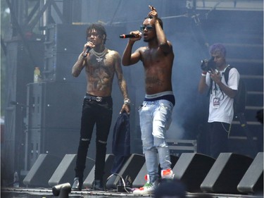 Slim Jxmmi, right, and Swae Lee of the group Rae Sremmurd perform at RBC Ottawa Bluesfest on Saturday.