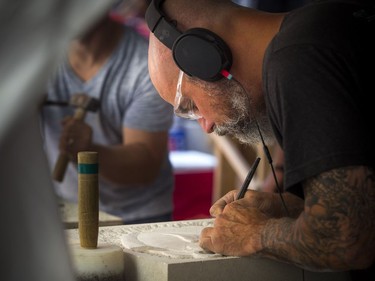 Matthew Greenough was taking part in the 2018 Canadian Stone Carving Festival on Sparks Street Saturday July 21, 2018.