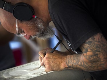 Matthew Greenough was taking part in the 2018 Canadian Stone Carving Festival on Sparks Street Saturday July 21, 2018.