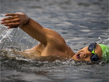 The 37th Annual National Capital Triathlon took place Saturday July 28, 2018 at Mooney's Bay and the surrounding area. Niels Holst swims during the Super Sprint Saturday.   Ashley Fraser/Postmedia